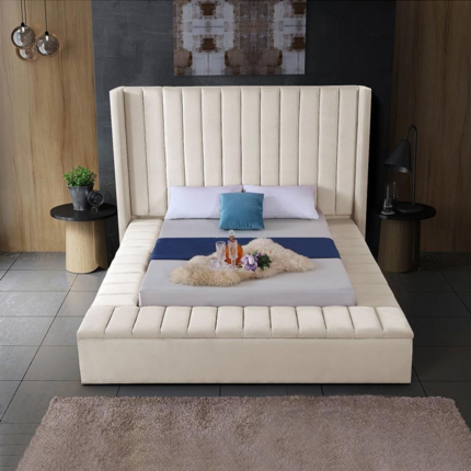 Channel tufting / storage velvet king bed