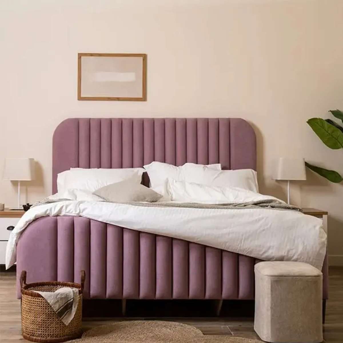 Lined-Modern-Headboard-Bed-in-Velvet