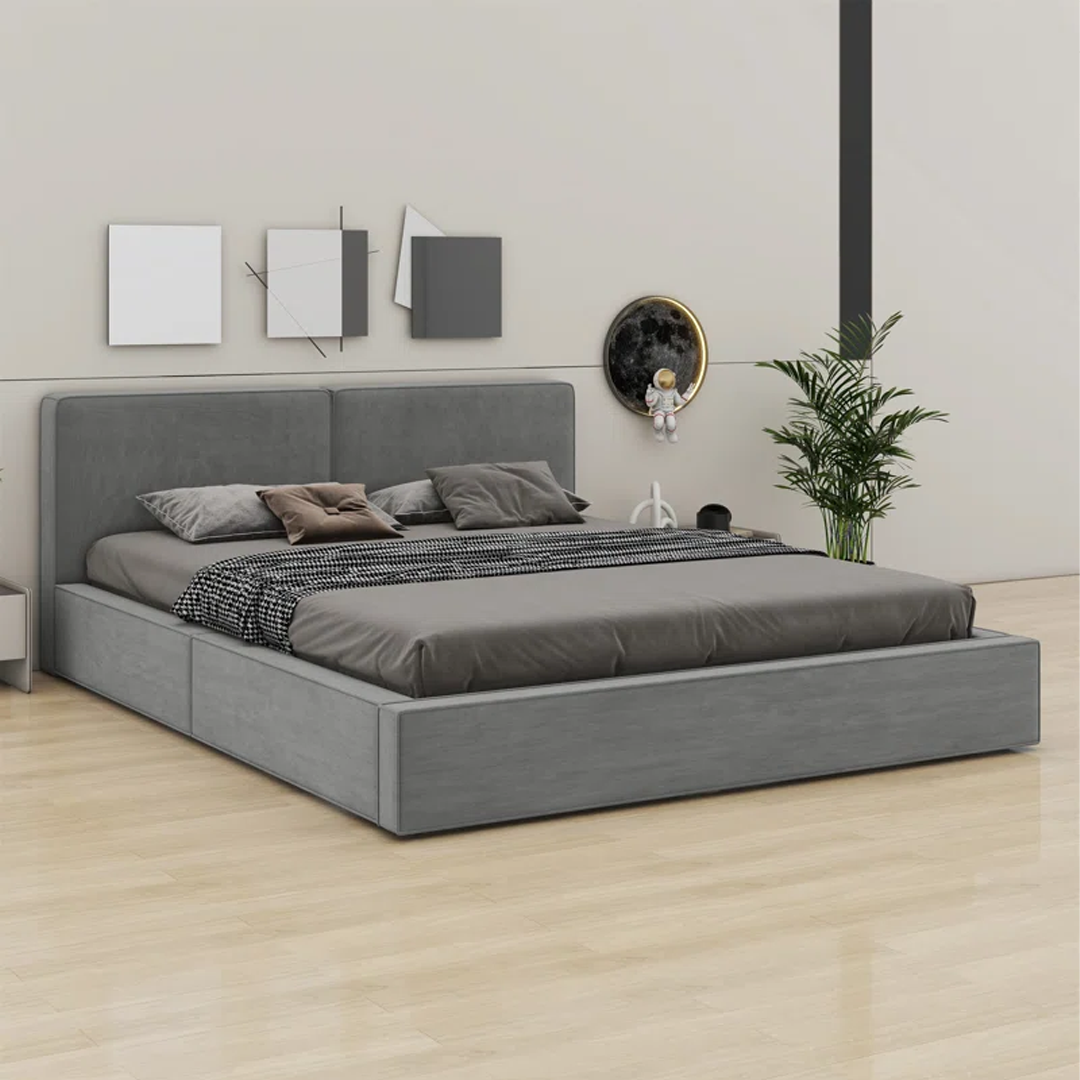 Platform-Grey-Upholstered-Bed